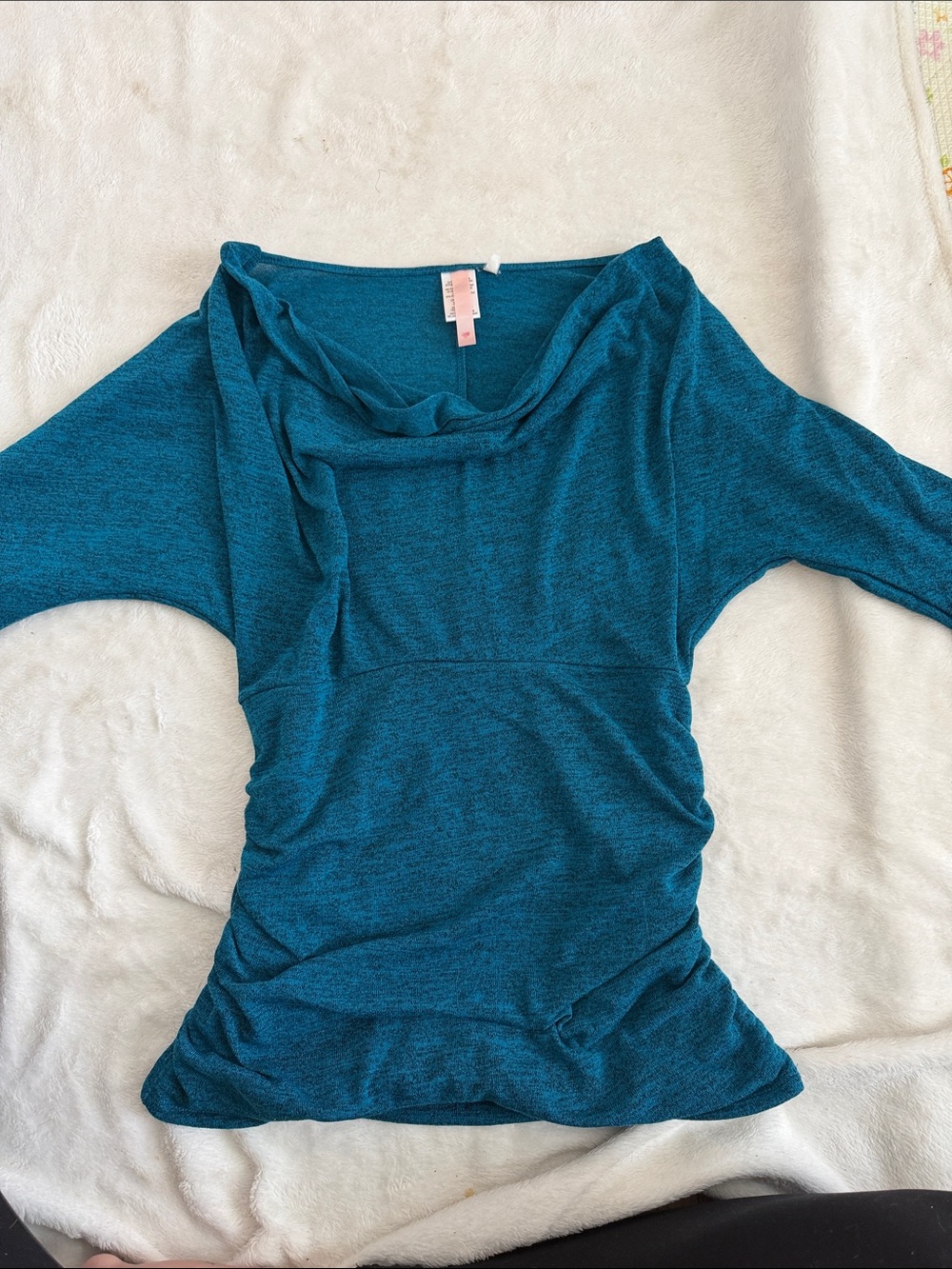 Draped Cowl Neck Tunic in Teal